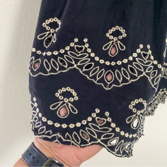 Free People Blouse Women’s Size Small Black Attina Scalloped Embroidered Tank - Picture 4 of 13